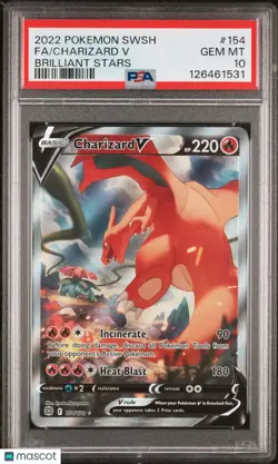2022 Pokemon Sword & Shield Brilliant Stars Charizard V PSA 10 154/172 - Image 1