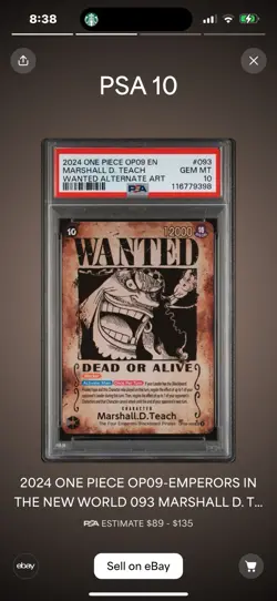 PSA 10 One Piece OP09-Wanted Card sequential set Emperors In The New World Eng. - Image 3