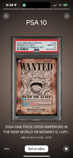 PSA 10 One Piece OP09-Wanted Card sequential set Emperors In The New World Eng. - Image 5