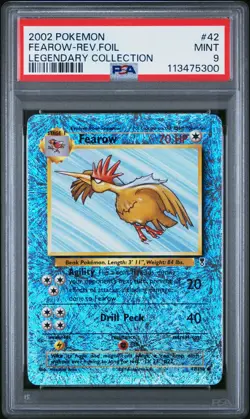 2002 POKEMON LEGENDARY COLLECTION #42 FEAROW-REVERSE FOIL PSA 9 - Image 1