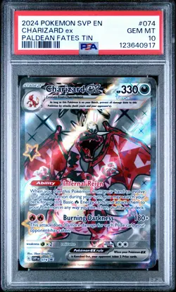 2024 POKEMON SVP EN-SV BLACK STAR PROMO PALDEAN FATES TIN CHARIZARD EX PSA 10 - Image 1