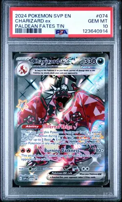 2024 POKEMON SVP EN-SV BLACK STAR PROMO PALDEAN FATES TIN CHARIZARD EX PSA 10 - Image 1