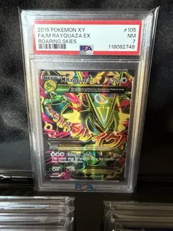M Rayquaza EX 105/108 PSA 7 Pokemon Roaring Skies 2015 - Image 1