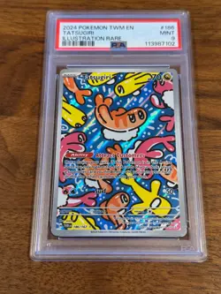 2024 POKEMON TWM EN-TWILIGHT MASQUERADE ILLUSTRATION RARE #186 TATSUGIRI PSA 9 - Image 1