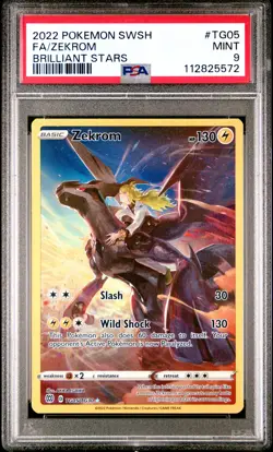 2022 POKEMON SWORD & SHIELD BRILLIANT STARS #TG05 FULL ART/ZEKROM PSA 9 - Image 1