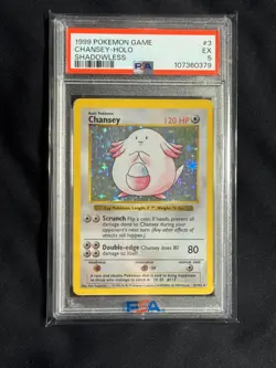 Chansey Shadowless Holo Rare Base Set 1999 Pokemon PSA 5 #3 - Image 1