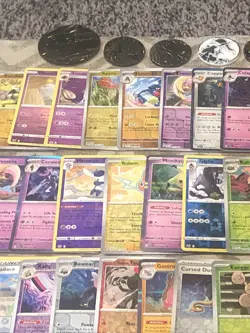 LOT 400 POKEMON CARDS 50+ FOILS TINS STICKERS & OVERSIZED CARDS PIKACHU MIMIKYU - Image 3
