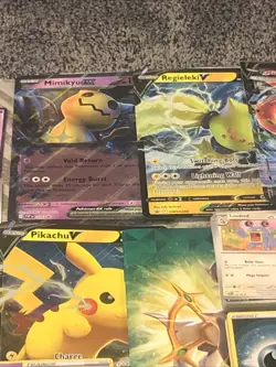 LOT 400 POKEMON CARDS 50+ FOILS TINS STICKERS & OVERSIZED CARDS PIKACHU MIMIKYU - Image 5