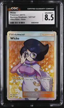 CGC 8.5 Wicke 2017 Burning Shadows 147/147 Ultra Rare Holo Pokemon Card - Image 1