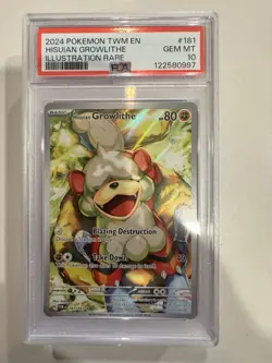 Pokemon TWM Twilight Masquerade Hisuian Growlithe IR 181 PSA Gem Mint 10 - Image 1