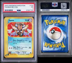 2002 Pokemon Expedition 133 Tauros Reverse Holo #133/165 PSA 1 - Pop 1 - Image 3