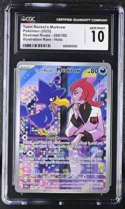 2025 Pokemon Destined Rivals Team Rocket’s Murkrow #200 (CGC 10) - Image 1