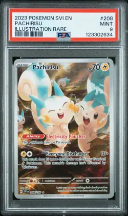 2023 POKEMON SVI EN-SCARLET & VIOLET ILLUSTRATION RARE #208 PACHIRISU PSA 9 - Image 1