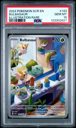 2024 POKEMON SCR EN-STELLAR CROWN ILLUSTRATION RARE #143 BULBASAUR PSA 10 - Image 1
