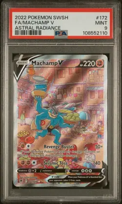 2022 POKEMON SWORD & SHIELD ASTRAL RADIANCE #172 FULL ART/MACHAMP V PSA 9 - Image 1