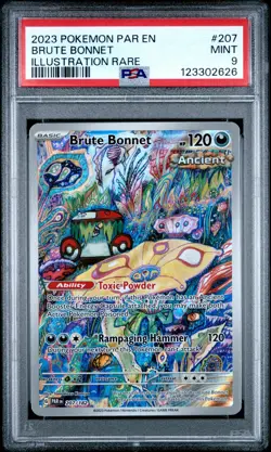 2023 POKEMON PAR EN-PARADOX RIFT ILLUSTRATION RARE #207 BRUTE BONNET PSA 9 - Image 1