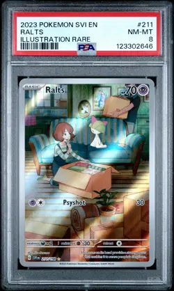 2023 POKEMON SVI EN-SCARLET & VIOLET ILLUSTRATION RARE #211 RALTS PSA 8 - Image 1