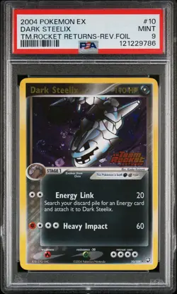 2004 POKEMON EX TEAM ROCKET RETURNS #10 DARK STEELIX-REVERSE FOIL PSA 9 - Image 1