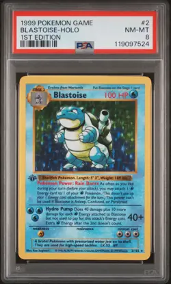 1999 POKEMON BASE SET 1ST EDITION #2 BLASTOISE-HOLO PSA 8 - Image 1