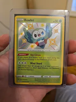 Rowlet SV001/SV122 Shiny Holo Rare Shining Fates Pokemon Card - NM Near Mint - Image 1