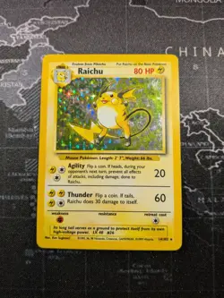Raichu Holo 14/102 Base Set Unlimited Pokemon Card 1999 WoTC Tcg MP - Image 1