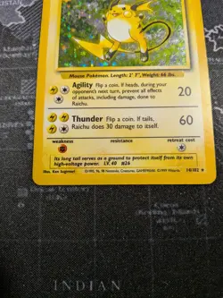 Raichu Holo 14/102 Base Set Unlimited Pokemon Card 1999 WoTC Tcg MP - Image 3