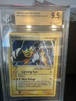 Pokemon Raikou Gold Star EX Unseen Forces Ultra Rare Holo Card #114 BGS 9.5 - Image 1