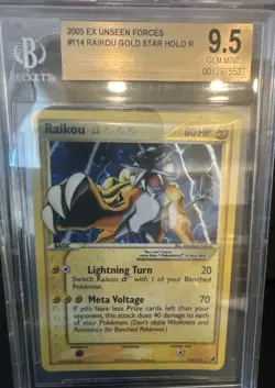 Pokemon Raikou Gold Star EX Unseen Forces Ultra Rare Holo Card #114 BGS 9.5 - Image 2