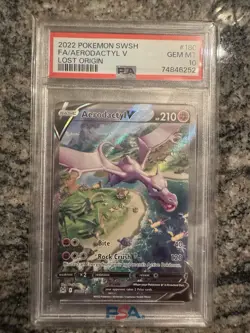 Pokemon Aerodactyl V Alt Full Art 180/196 SWSH Lost Origin #180 GEM MINT PSA 10 - Image 1