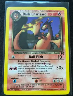 Pokemon 2000 Team Rocket Dark Charizard 21/82 Unlimited English LP - Image 1