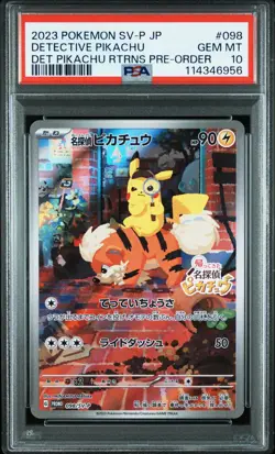 2023 POKEMON JPN SV-P PROMO #098 DETECTIVE PIKACHU PSA 10 - Image 1