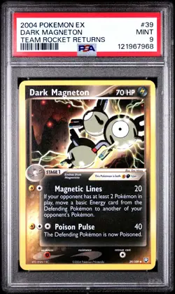 2004 POKEMON EX TEAM ROCKET RETURNS #39 DARK MAGNETON PSA 9 - Image 1
