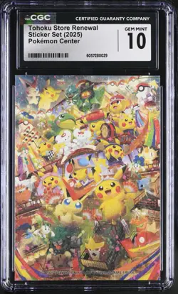 CGC GEM MINT 10 TOHOKU RENEWAL CELEBRATION STICKER 2025 POKEMON CENTER TOHOKU - Image 1