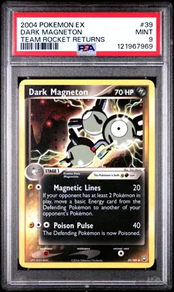 2004 POKEMON EX TEAM ROCKET RETURNS #39 DARK MAGNETON PSA 9 - Image 1