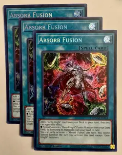 Yugioh - Absorb Fusion x3 - 1st Edition Secret Rare LP Playset - Image 1