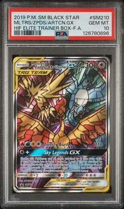 Moltres & Zapdos & Articuno GX SM210 PSA 10 Holo Promo Pokemon Card - Image 1