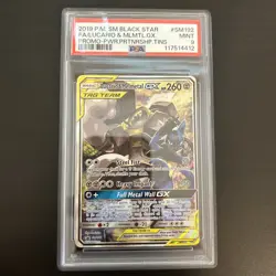 PSA 9 MINT Lucario & Melmetal GX SM192 Tag Team Black Star Promo Pokemon Card - Image 1
