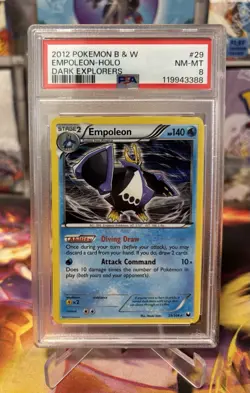 PSA 8 Empoleon Holo 29/108 Black & White Dark Explorers Rare Pokemon Card - Image 1