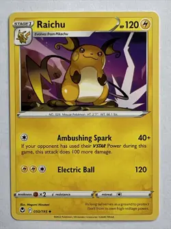 RAICHU 050/195 Pokemon Silver Tempest Stage 1 HP 120 Electric Card Uncommon - Image 1