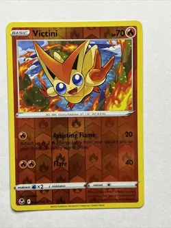 Pokemon Card Victini Silver Tempest Reverse Holo Rare 023/195 Near Mint - Image 1