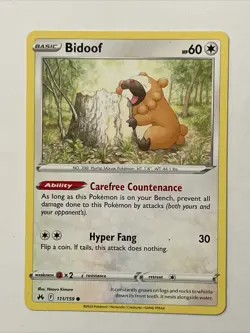 Pokemon TCG Crown Zenith Bidoof 111/159 Regular Common Card NM - Image 1