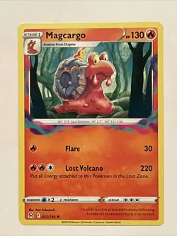 Pokemon TCG Lost Origin Magcargo 22/196 Regular Rare Card NM 2022 - Image 1