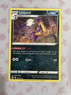 Liepard 091/172 Brilliant Stars Rare Pokemon Card NM - Image 1