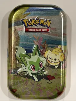 Pokemon 2023 Mini Tin Sprigatito ONLY TCG Paldea Friends NO CARDS Pokemon - Image 1