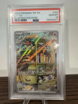 Litten Illustration Rare #167 Pokemon Temporal Forces 2024 English PSA 10 Gem - Image 1