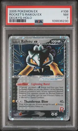 2005 POKEMON EX DEOXYS #108 ROCKET'S RAIKOU EX-HOLO PSA 7 - Image 1