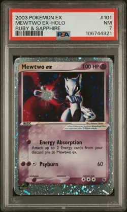 2003 POKEMON EX RUBY & SAPPHIRE #101 MEWTWO EX-HOLO PSA 7 - Image 1