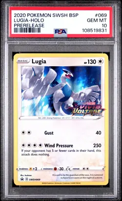 2020 POKEMON SWSH BLACK STAR PROMO PRERELEASE #069 LUGIA-HOLO PSA 10 - Image 1
