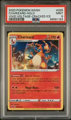 2020 POKEMON SWORD & SHIELD VIVID VOLTAGE CRACKED ICE #025 CHARIZARD-HOLO PSA 9 - Image 1
