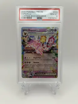 2025 Pokemon Pre EN Espeon EX #034 Surprise Box Exclusive GEM MT PSA 10 - Image 1